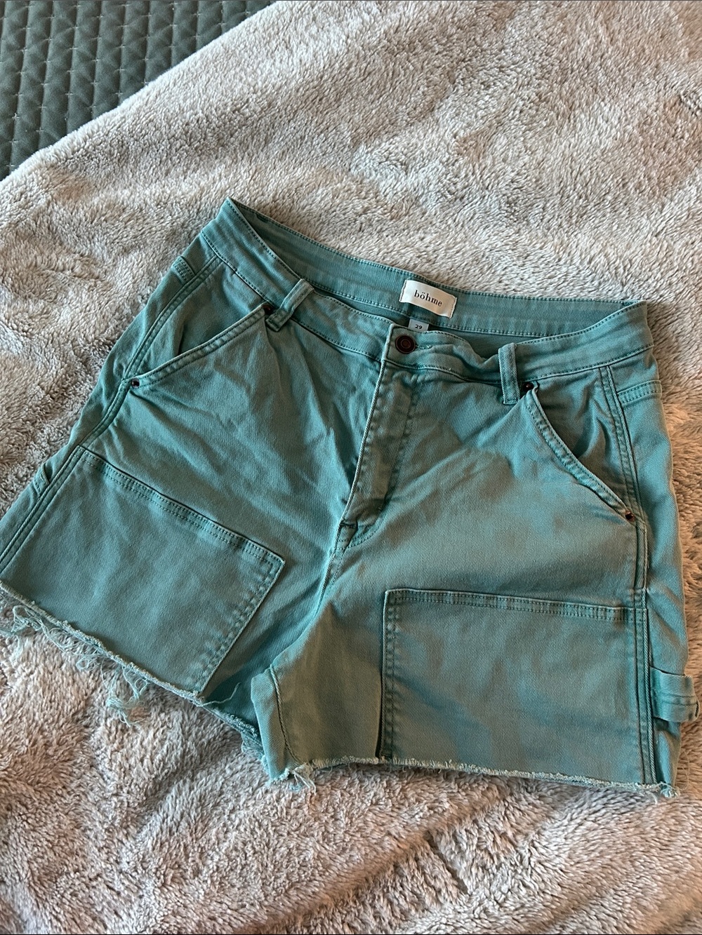 bohme Teal Green Utility Cargo Shorts